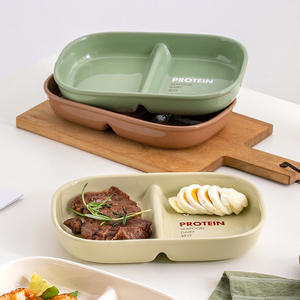 Plato de Cerámica <span class=keywords><strong>para</strong></span> Cena, Plato de Desayuno Dividido Resistente, Reutilizable, Bandeja de 2 Compartimentos <span class=keywords><strong>para</strong></span> Restaurante - Product Image 3