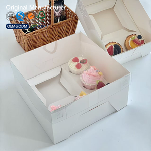 Caja para Pastel Cuadrada Alta de Dos Piezas, Autoensamblable, con Ventana Superior, de Cartón Reciclado de Grado Alimenticio, OEM ODM, Impresión Personalizada, Blanca, para Panadería - Product Image 2