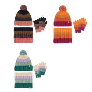 Bonnet <span class=keywords><strong>d</strong></span>'<span class=keywords><strong>hiver</strong></span> pour enfants, ensemble de gants et foulards pour garçons et filles de 2 à 10 ans, bonnet doublé en polaire avec pompon, cache-cou en tricot - Product Image 3