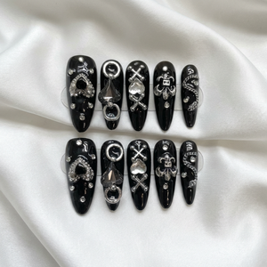 <span class=keywords><strong>Uñas</strong></span> Acrílicas de Lujo Hechas a Mano, Extra Largas, Forma Ataúd, con Diseño 3D, <span class=keywords><strong>para</strong></span> Fiesta, Personalizadas, de Primera Calidad - Product Image 1