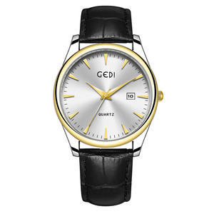 Montre classique en cuir véritable pour couple avec calendrier simple et haut de gamme, montre étanche et de grande valeur esthétique - Product Image 2