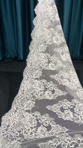 Elegante Pizzo Francese 3D con Ciglia, Ricamo Bianco con Paillettes, Perline e Tessuto con Perle per Abiti da Sposa Classici e Veli - Product Image 5