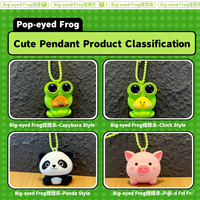 Squishy Cutie Alert Big-Eye Frog Porte-clés anti-stress Capybara Pig Style, breloque de sac essentielle pour les couples et les étudiants