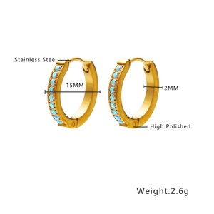 Non Tarnish Fine Fashion Jewelry 18K Gold Plated Stainless Steel Small Hoop <b>Earrings</b> Zircon Hoop Huggie <b>Earrings</b> for Women - Product Image 6