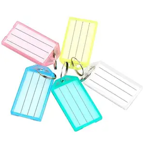 Assorted Color Plastic Coded Key ID Label Tags Split Ring Keyring with Label Window Ring Holder