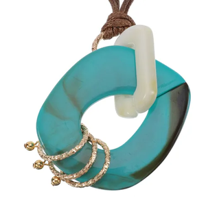 Boho Synthetic Metal Strand <b>Ring</b> Pendant <b>Necklace</b> Adjustable Leather Chain Vintage Casual Statement Jewelry Unisex Gift - Product Image 4