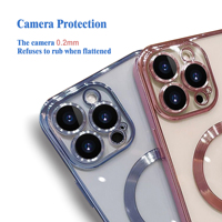 Coques de Téléphone Portable Magnétiques Antichoc Électroplaquées en TPU Transparent pour iPhone 17 16 15 14 13 Pro Max