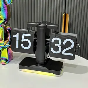 Auto gigante Flip LED scrivania sveglia rotonda meccanismo decorativo con calendario automatico realizzato in metallo e resina orologio Desktop