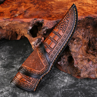 Étui de luxe en cuir de vachette première couche pour couteau à désosser de 6 pouces, housse de protection pour couteau droit, gaine en cuir de vachette gaufré