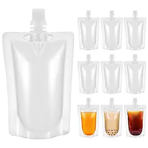 Custom Print Drinks Bag Juice Malotes Plastic Liquor Clear Drink Malotes para viagens ao ar livre