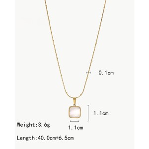 สร้อยคอจี้สแตนเลสชุบทอง 18k ปี 2026 สำหรับผู้หญิง จี้สีขาว สายโซ่แบบเชื่อมต่อ เครื่องประดับแฟชั่นสำหรับชีวิตประจำวัน - Product Image 2