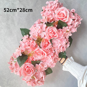 Nouvelle Décoration Florale pour Cérémonie de Mariage, Fête, Noël - Mur de Fleurs Artificielles Simulées : Hortensias et Roses Mixtes - Product Image 4