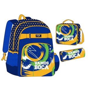Mochila Impermeable Personalizada con Estampado de Jugadores de Fútbol, <span class=keywords><strong>Juego</strong></span> de 3 Piezas para Niños, Mochilas Escolares de 16 Pulgadas con Lonchera y Estuche para Lápices - Product Image 1
