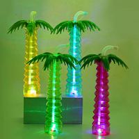 Tasse de jardin réutilisable en plastique à LED avec paille Conception de palmier réutilisable pour les fêtes d'anniversaire des enfants Tasses à thé et soucoupes