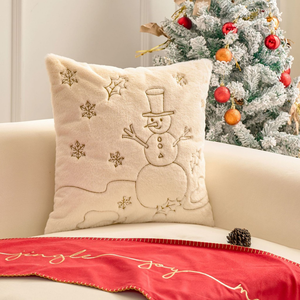 Housses de coussin de Noël modernes, brodées, couleur unie, avec fermeture éclair invisible, pour chambre à coucher, salon, canapé, en peluche - Product Image 5