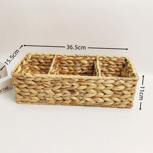 Panier de rangement rectangulaire tressé Bobai 36,5x15,5x11cm avec compartiments, fait main, organisateur de bureau pour la maison, le bureau et la garde-robe - Product Image 1