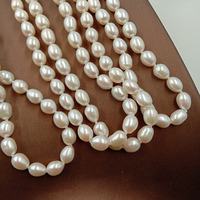 Collier de perles de riz d'eau douce naturelles de qualité AA+, 160 cm de long, perles nouées à 100 %, taille 7-8 mm, forme de perle à 100 %.