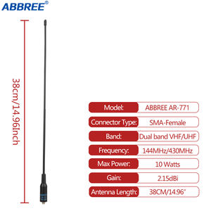 ABBREE AR-771 SMA-الإناث 144/430MHz المزدوج الفرقة هوائي ل Baofeng UV-5R UV-82 BF-888S UV-S9 يتحملها 2 راديو الطريق - Product Image 2