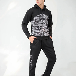 2025 venta al por mayor de la mejor calidad estampado de transferencia de calor invierno con capucha casual camuflaje y chándales para hombre - Product Image 2