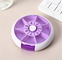Boîte de rangement pour médicaments circulaire avec 7 compartiments, boîte à médicaments rotative, mini-boîte de classification portable, boîte à médicaments en plastique