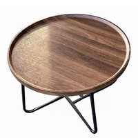 Prix usine en plein air en bois comme la conception fer cadre Patio petite table ronde latérale pour jardin café café