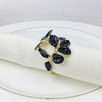 Anneaux de serviette en métal perlé de luxe pour mariage, décoration de table écologique