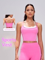 Combinaison de yoga une pièce sans manches à fines bretelles pour femme, effet push-up, sans couture, en nylon et élasthanne, séchage rapide, pour l'entraînement