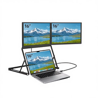Écran portable double empilable de 16 pouces 1080P FHD, extension d'écran triple pour ordinateur portable avec panneau IPS et interface Type C, Plug & Play