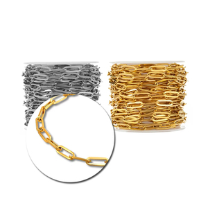 18K Vacuum Plated Stainless Steel Oval Flat Link Paperclip <b>Chain</b> | Gold and Silver Decorative <b>Necklace</b> <b>Chain</b> for Jewelry Making - Product Image 1