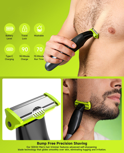 Afeitadora Eléctrica Húmeda y Seca de Una Sola Cuchilla para Cara y Cuerpo, Recortadora de Barba para Hombres, Recortadora de Vello Púbico e Íntimo, Depiladora - Product Image 6