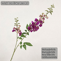 Ranting Bunga Kacang Buatan HGA 2-Fork Ungu Mawar Merah Wisteria Palsu Buatan Tangan Gaya Alami Tahan Lama untuk Dekorasi Pernikahan dan Rumah