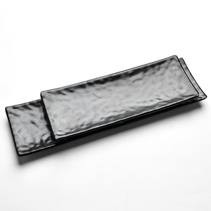 Assiette à sushi japonaise rectangulaire en mélamine noire givrée A5, assiette plate, assiette barbecue, assiette pour fondue au bœuf, assiette pour légumes - Product Image 2
