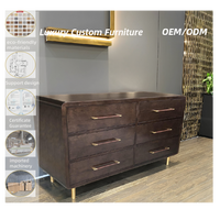 Buffet en bois pour hôtel, six tiroirs, pieds de table en acier inoxydable, pour la maison, la chambre, le salon, l'hôtel, rangement
