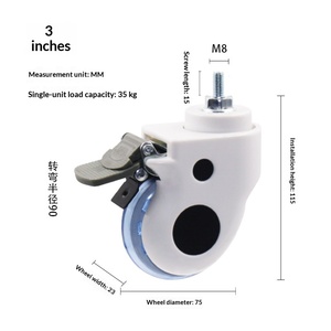 Roue médicale silencieuse à capot <span class=keywords><strong>de</strong></span> 3, 4, 5 pouces, pivotante avec frein, <span class=keywords><strong>tige</strong></span> <span class=keywords><strong>filetée</strong></span> et plaque plate pour <span class=keywords><strong>lit</strong></span> d'hôpital et chariot - Product Image 5