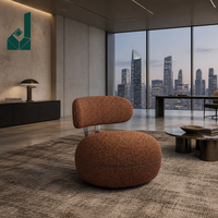 Fauteuil pivotant rond en tissu texturé Boucle, chaise rembourrée pour réception, idéal pour hall commercial, bureau, salle d'attente