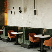Ensemble de table et de banquettes de restaurant commercial en marbre rond durable, au design moderne et luxueux
