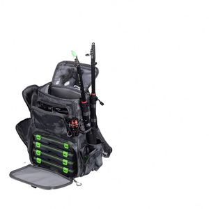 Sac à dos de pêche grande capacité certifié BSCI avec housse de pluie imperméable et porte-canne, sac de sport d'extérieur - Product Image 2