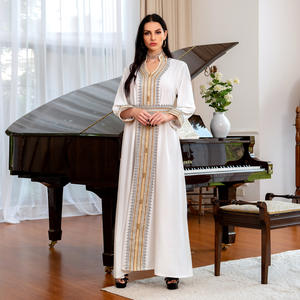 Vente en gros Ensemble 2 pièces caftans marocains blancs Abaya de luxe pour femmes Dubai <span class=keywords><strong>Djellaba</strong></span> - Product Image 5