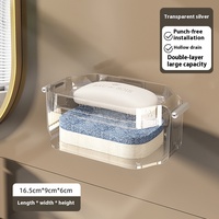 Organisateur de rangement mural double couche sans perforation pour porte-savon ménager de cuisine Design moderne pour une utilisation pratique