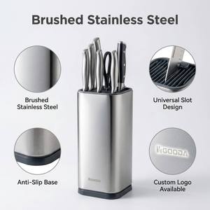Universeller Messerblock aus Edelstahl in Silber für 10 Messer Aufbewahrungsregal mit Scherenhalter Rostfrei Umweltfreundlich Individuelles Logo OEM - Product Image 4