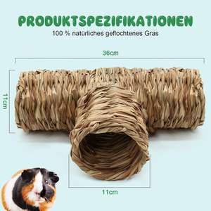 Hamster Cuddle Tunnel Naturel Séché Tissé Herbe Cachette pour Petits Animaux Cochon d'Inde Furet Chinchilla Hérisson - Product Image 2