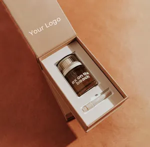 Diseño de logotipo personalizado Impresión UV de lujo Caja de regalo de perfume Premium de aceite esencial de cartón respetuoso con el medio ambiente