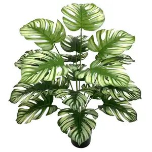 18 Leaves Plant Monstera Leaf Plant Supplier Faux Artificial Monstera Leaves Bunch Plants