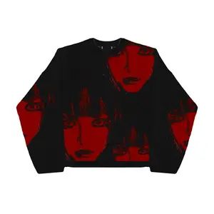 Maglioni su misura autunno oversize Logo personalizzato Pullover maglia Hiphop strada all'ingrosso maglione con carattere Jacquard per gli uomini
