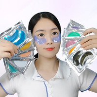 Masques pour les yeux en hydrogel de silicone au collagène cristallin multicolores, véganes, OEM, marque privée, thé vert, algues marines, logo personnalisé, vitamine C à base de plantes