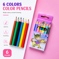 Ensemble de crayons de couleur miniatures pour enfants Bview Art, 6 couleurs, 3,5 pouces