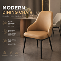 Chaises de salle à manger à dossier ajusté, revêtement couleur miel, accoudoirs à baldaquin, pieds en métal noir fin, pour l'approvisionnement des clubs