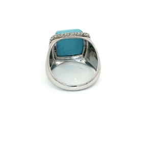 Silver Signet <b>Ring</b> with Square <b>Turquoise</b> Cabochon striking silver signet <b>ring</b> features a prominent square cabochon <b>turquoise</b> - Product Image 3