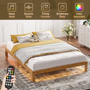 DB Queen Size <strong>Japanese</strong> <strong>Style</strong> 12 Inch Solid Wood Platform <strong>Bed</strong> Frame with Slat Support Easy Assembly No Box Spring Needed - Product Image 4