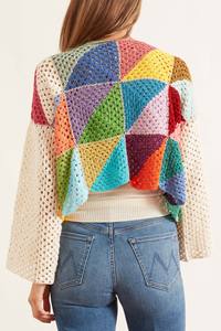 Pull court Vintage en tricot <span class=keywords><strong>ajouré</strong></span>, personnalisé, carré, Crochet à la main, <span class=keywords><strong>Cardigan</strong></span> pour <span class=keywords><strong>femme</strong></span>, été - Product Image 3